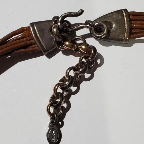 BOGO VINTAGE MONET MULTI STRAND SIGNED NECKLACE COPPER PENDANT WITH EXTENDER - Picture 2 of 2